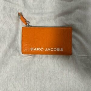 Marc Jacobs Orange Leather Zip Card Case